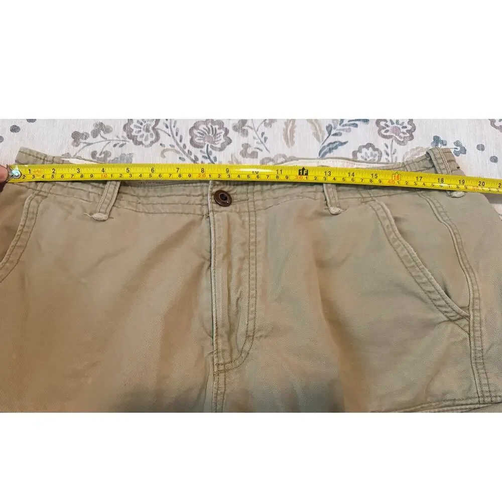 Hollister Mens Cargo Shorts 2PK Size 38 Khaki Heavy Cotton Utility Y2K Gorpcore